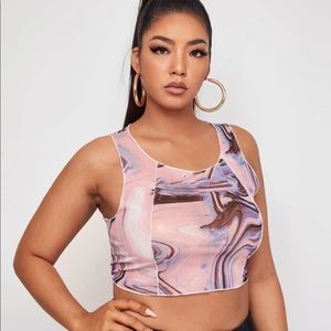 Shein plus size sheer graphic print tank top